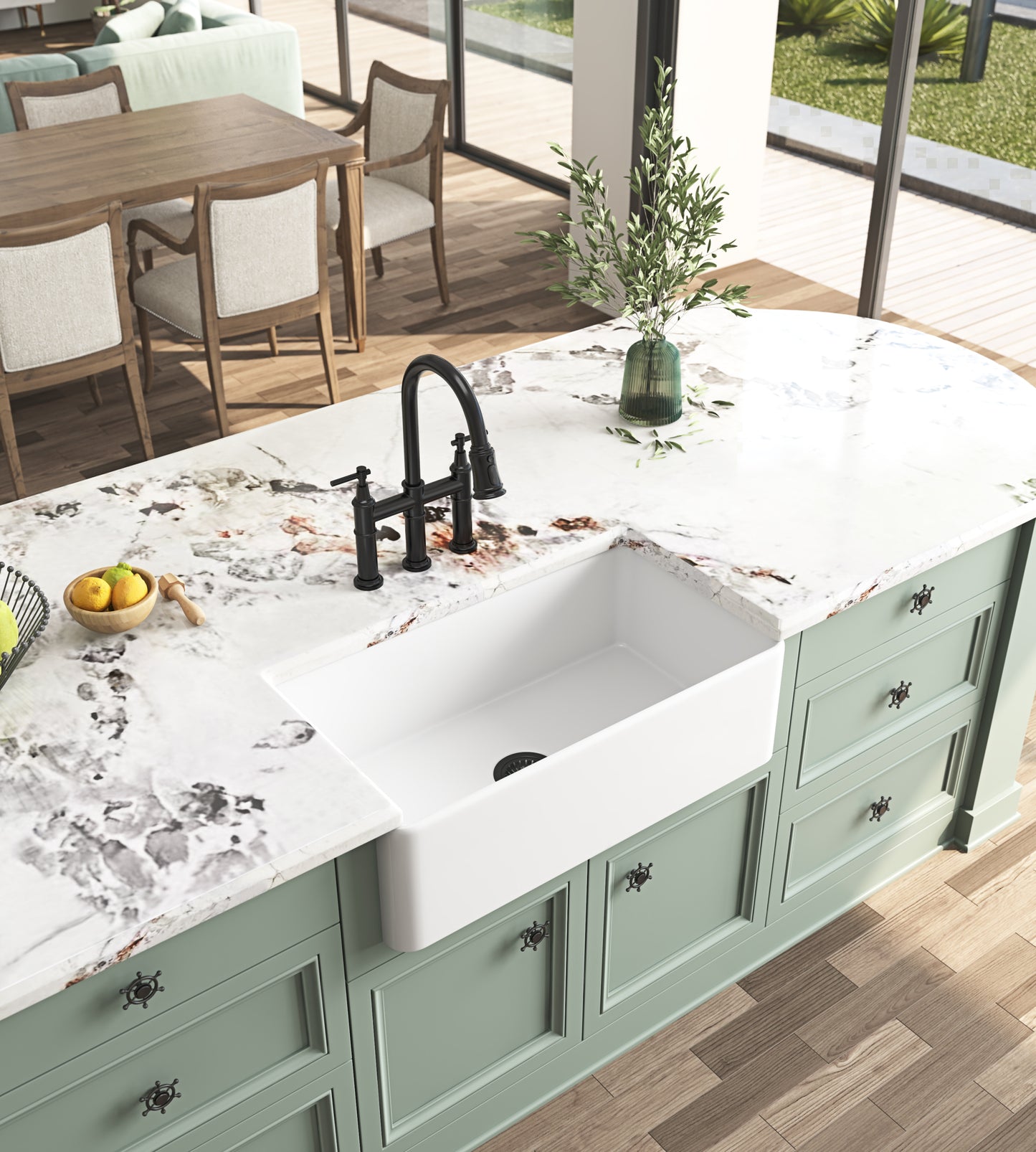 Charming Deep White Farmhouse Sink