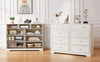 Charming White 9-Drawer Dresser with Antique Handles