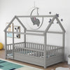 Cozy House-Style Twin Bed with Fenced Guardrails