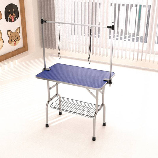 Pet Grooming Station with Adjustable Arm – Heavy-Duty Blue Table