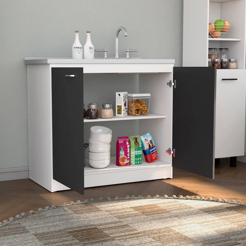 Stylish Utility Sink in White and Black
