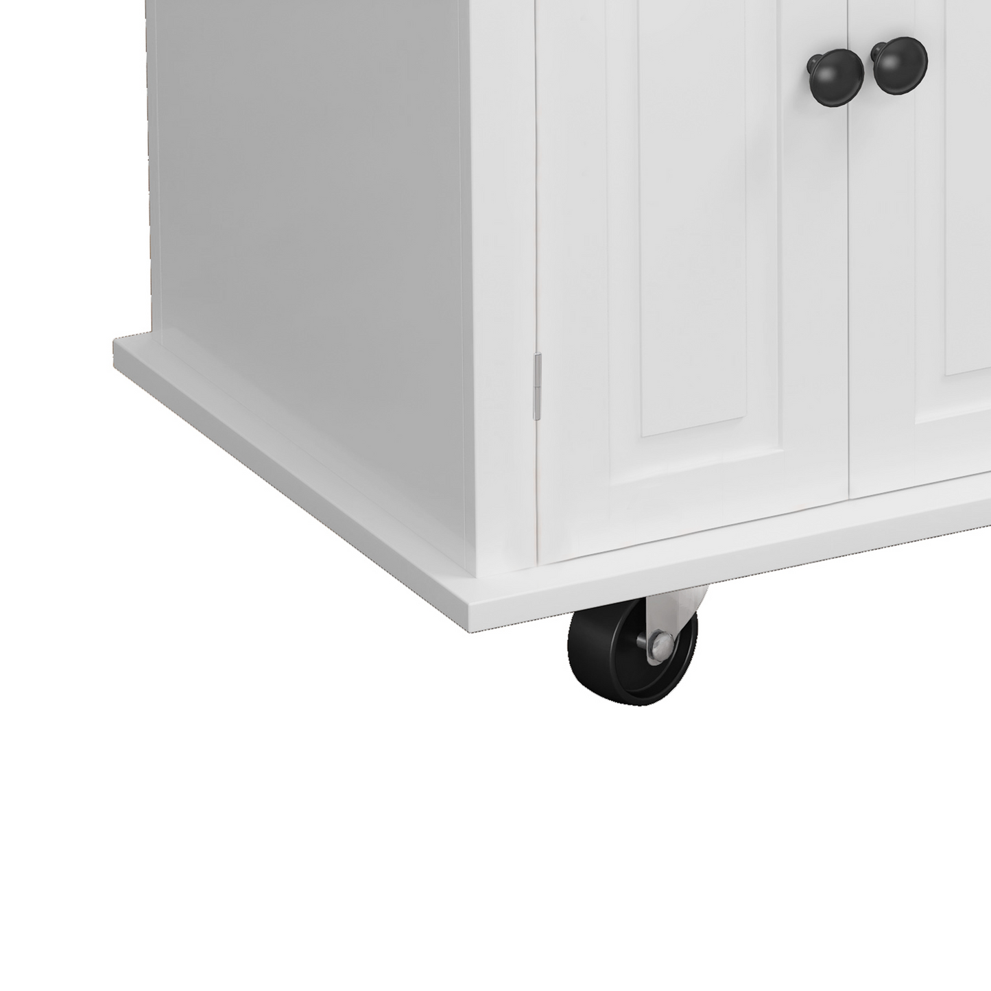 Versatile White Kitchen Island Cart with Storage & Locking Wheels