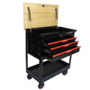 Rolling Tool Cart with Wooden Top and Storage Drawers