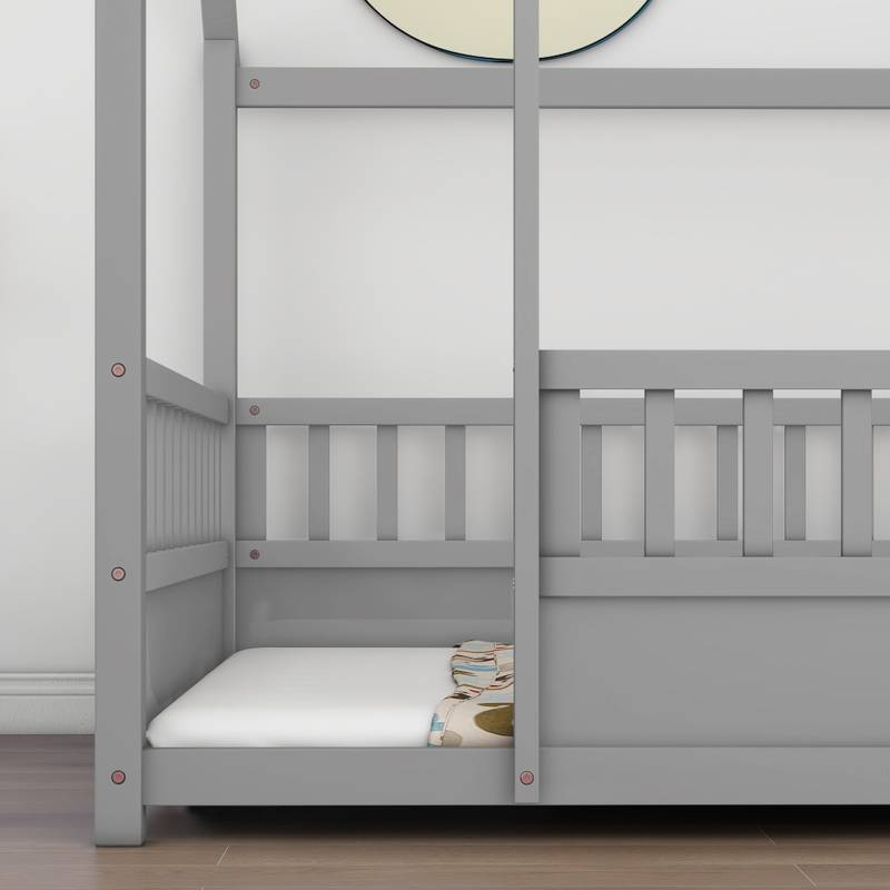 Playful Wooden House Bed for Kids