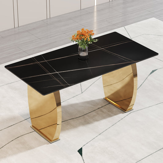 Chic Black & Gold Dining Table