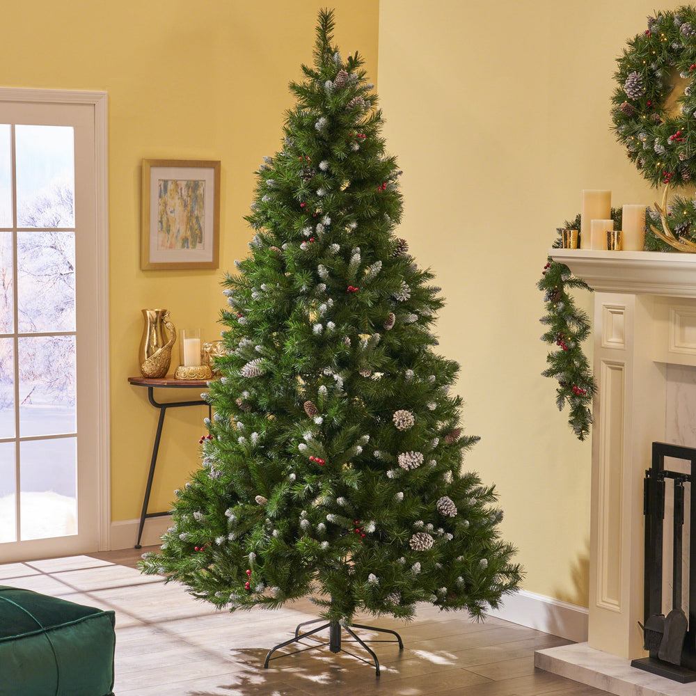 Frosted Pine Cone & Berry Christmas Tree