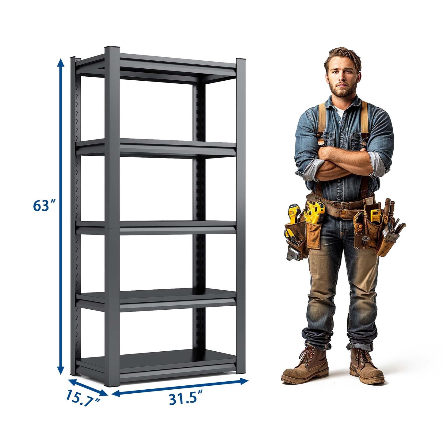 Sturdy 5-Tier Adjustable Garage Shelves