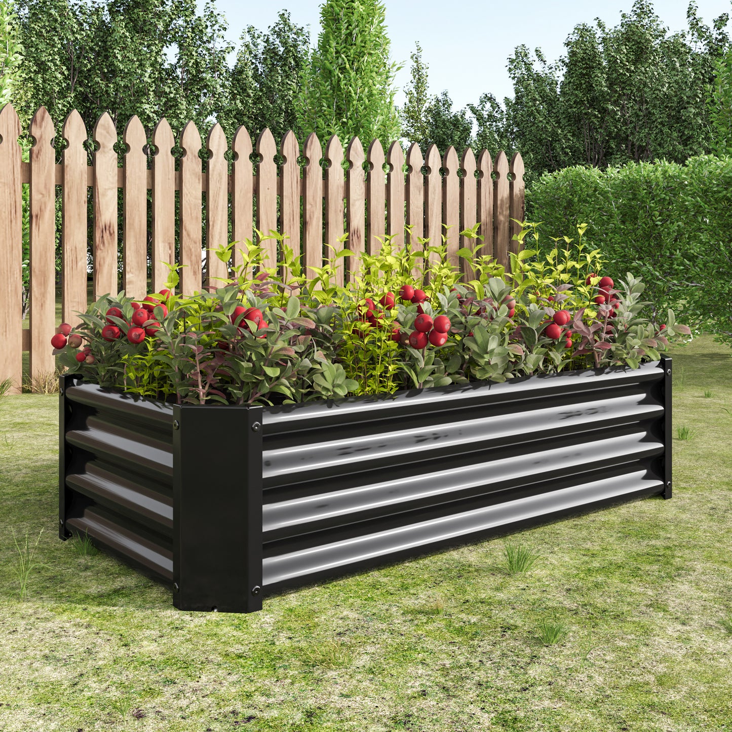 Chic Black Metal Garden Planter for Flowers & Herbs