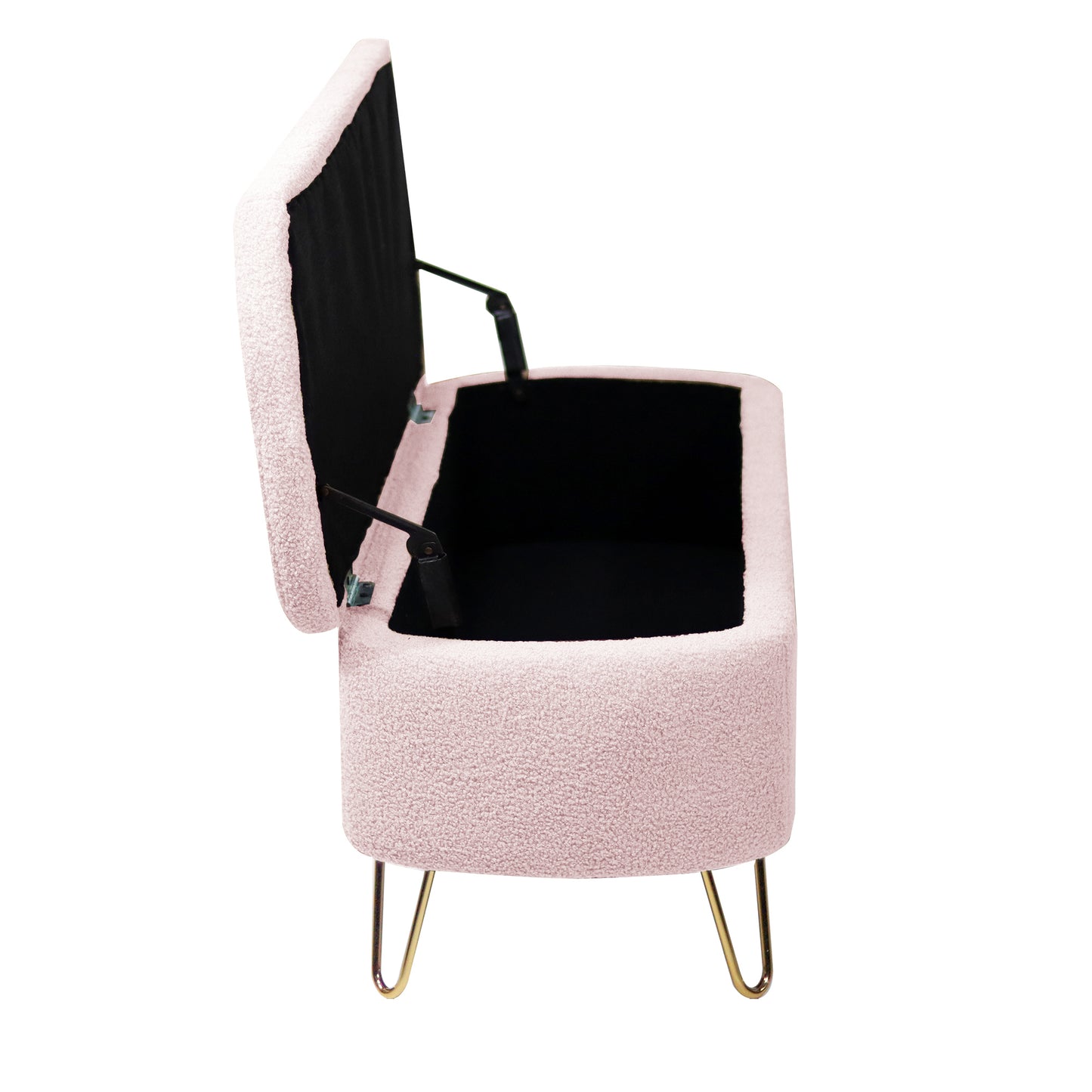 Chic Pink Storage Bench with Gold Legs