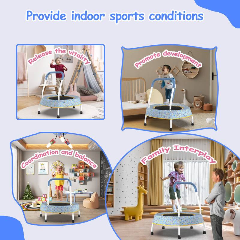 Bouncy Fun Toddler Trampoline with Safety Handle