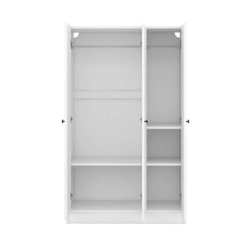 Chic White 3-Door Wardrobe with Shelves