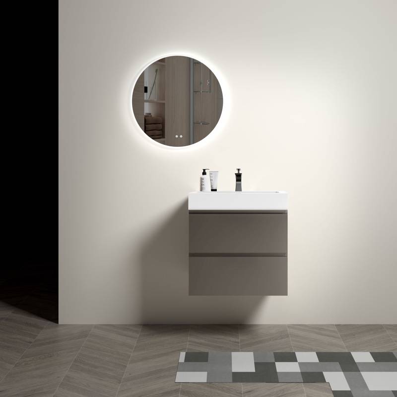 Sleek Gray Floating Vanity with Sink