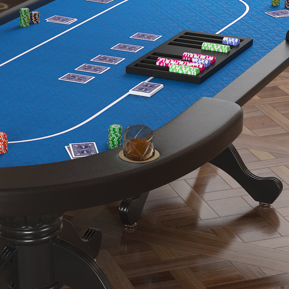 Blue Aura Oval Poker Table with Curved Legs