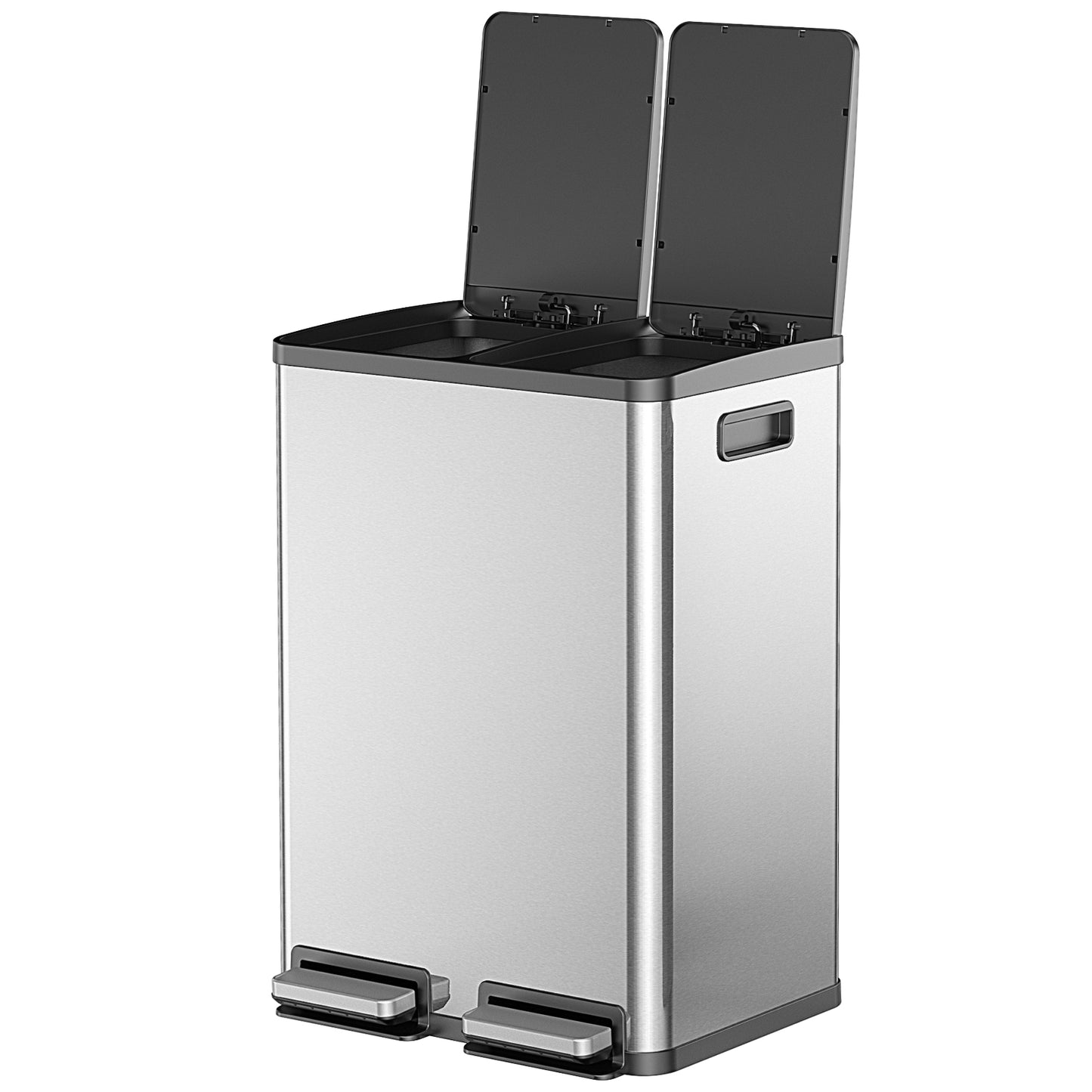 Sleek Dual-Compartment Stainless Steel Trash Can