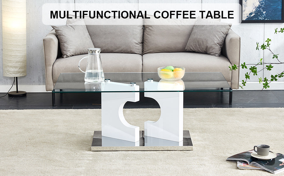 Chic Glass-Top Coffee Table