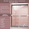 Sleek Matte Black Double Sliding Shower Door with Safety Glass