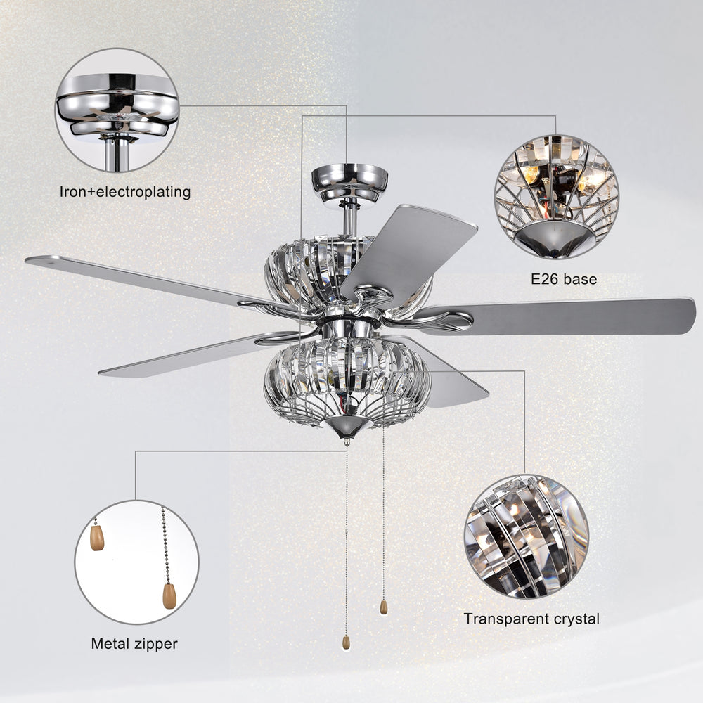 Chic Crystal Fandelier with Reversible Blades