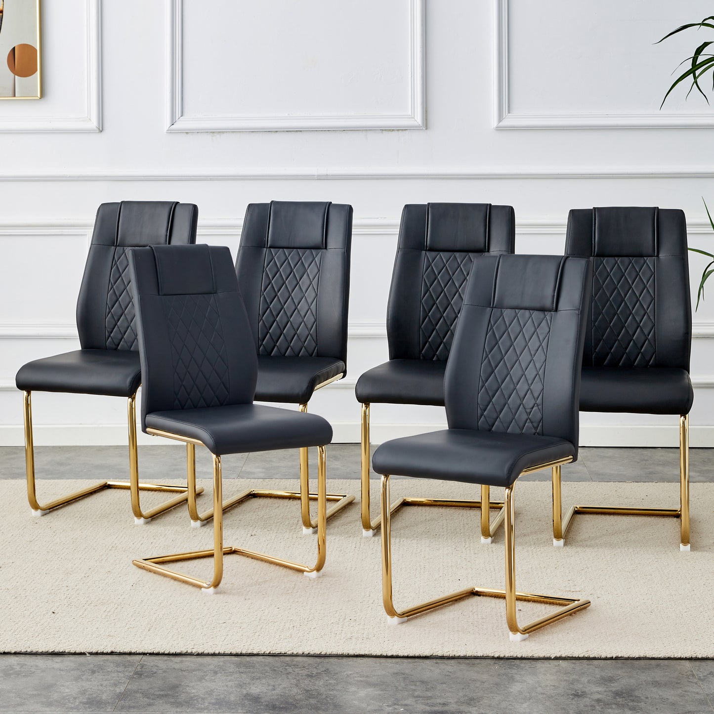 Chic Faux Leather Dining Chairs Set