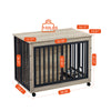 Chic Dog Crate Table with Feeding Bowl & Wheels