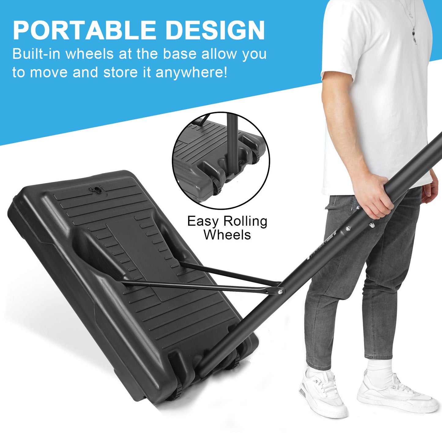 Adjustable Portable Basketball Hoop with Wheels