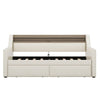 Cozy Beige Daybed with Storage & LED Lights