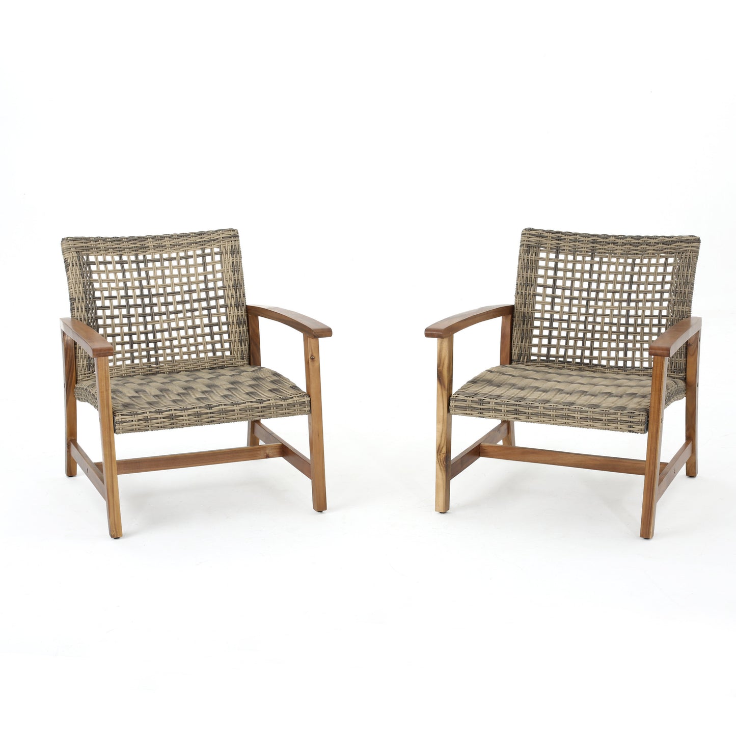 Chic Duo: Hampton Wood & Wicker Chairs