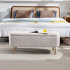 Chic Ivory Storage Ottoman with Gold Legs