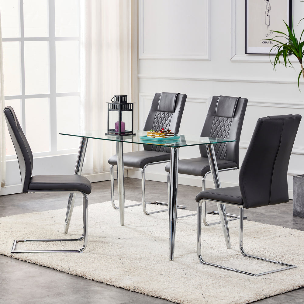 Sleek Faux Leather Dining Chairs - Set of Four