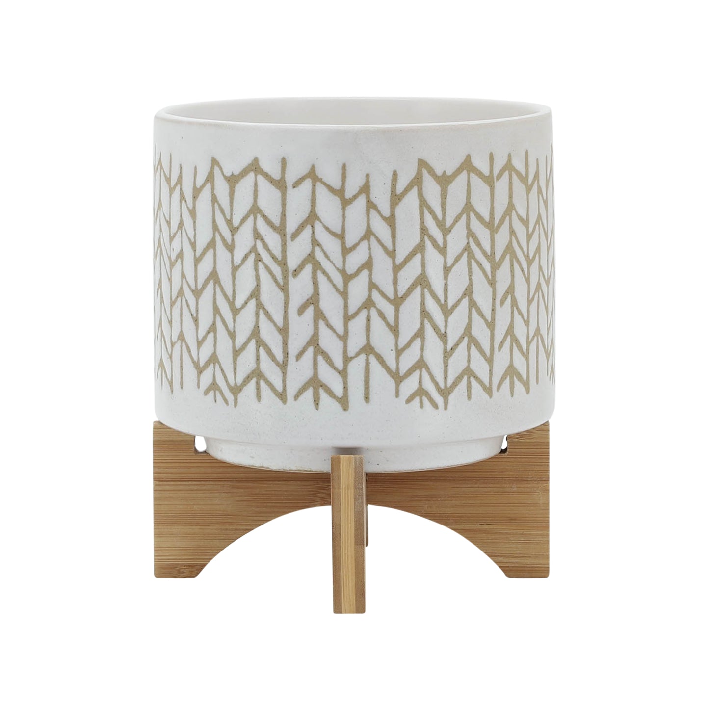 Stylish Chevron Planter with Stand - Sandstone