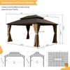 Cozy Brown Hardtop Gazebo with Curtains and Netting