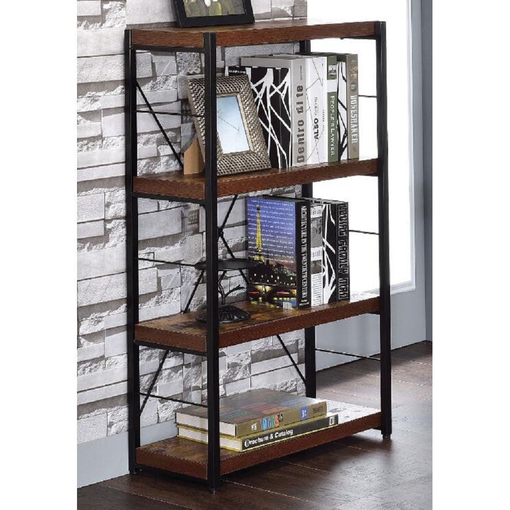 Weathered Oak & Black Bob Bookshelf