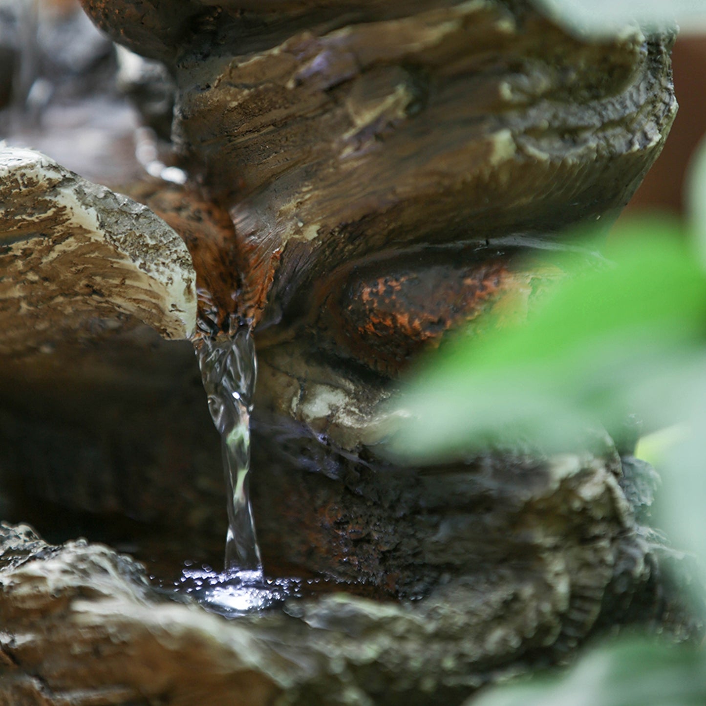 Charming Wood-Look Tabletop Fountain with LED Light