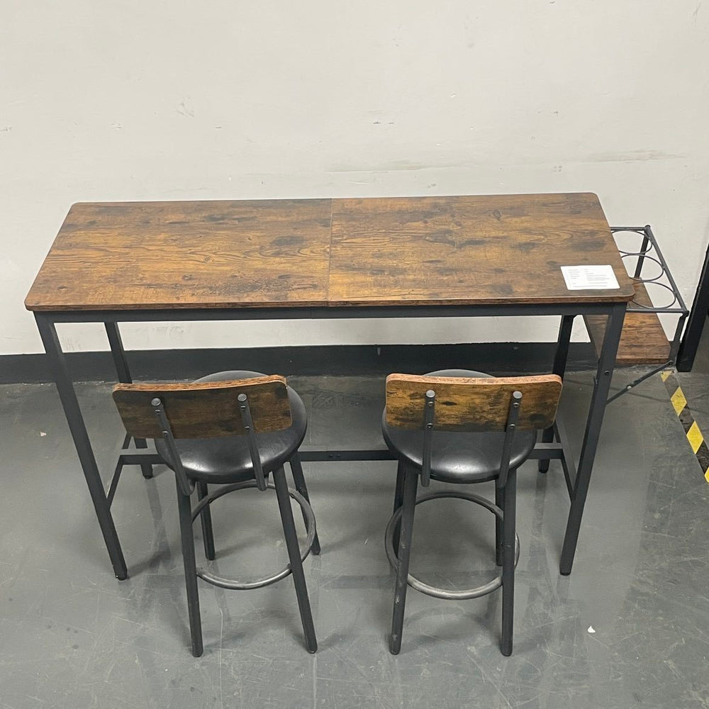 Rustic Charm Bar Table Set with Cozy Stools