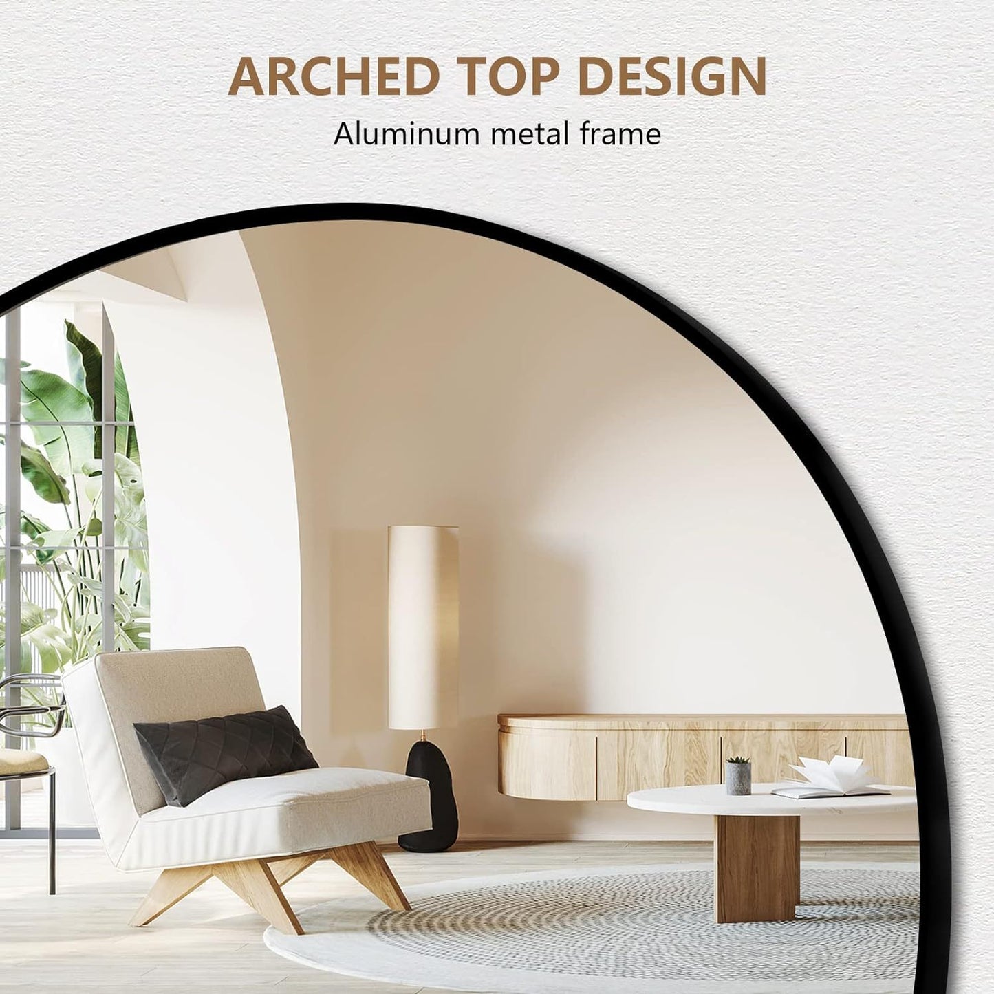 Sleek Black Arch Full-Length Mirror