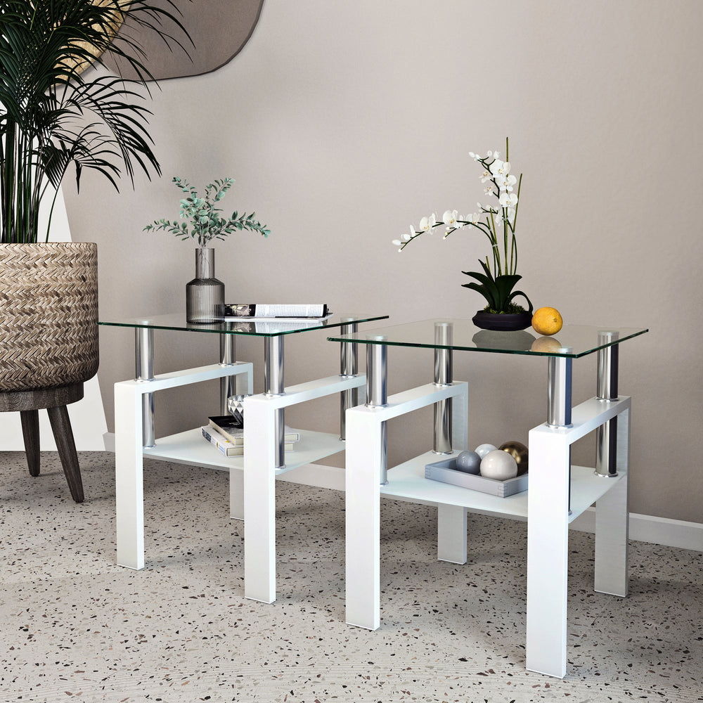 Chic Glass Side Tables Set