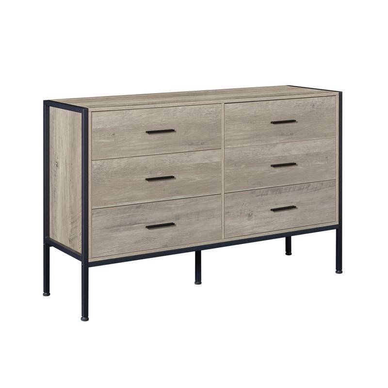 Rustic Grey Six-Drawer Dresser