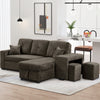 Knox Charcoal Reversible Sleeper Sofa with Stools and Storage