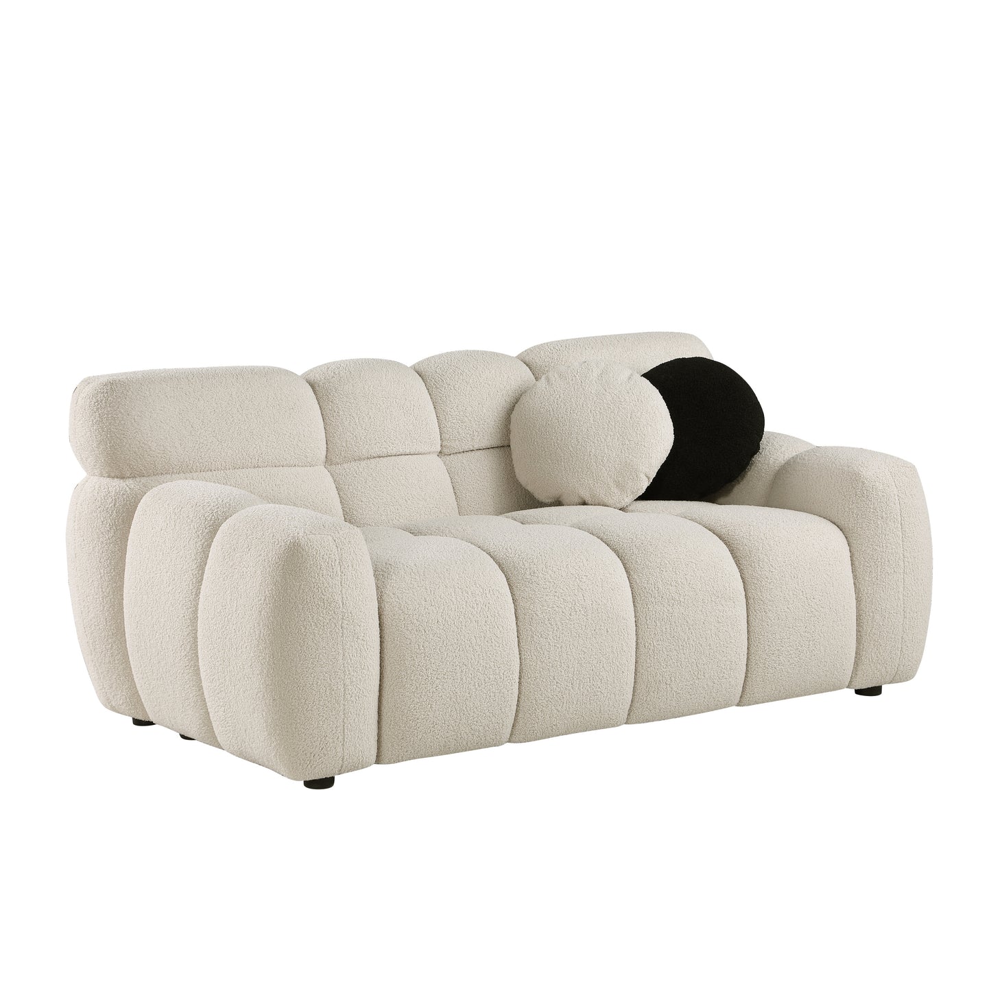 Cozy Beige Boucle Marshmallow Sofa for Two