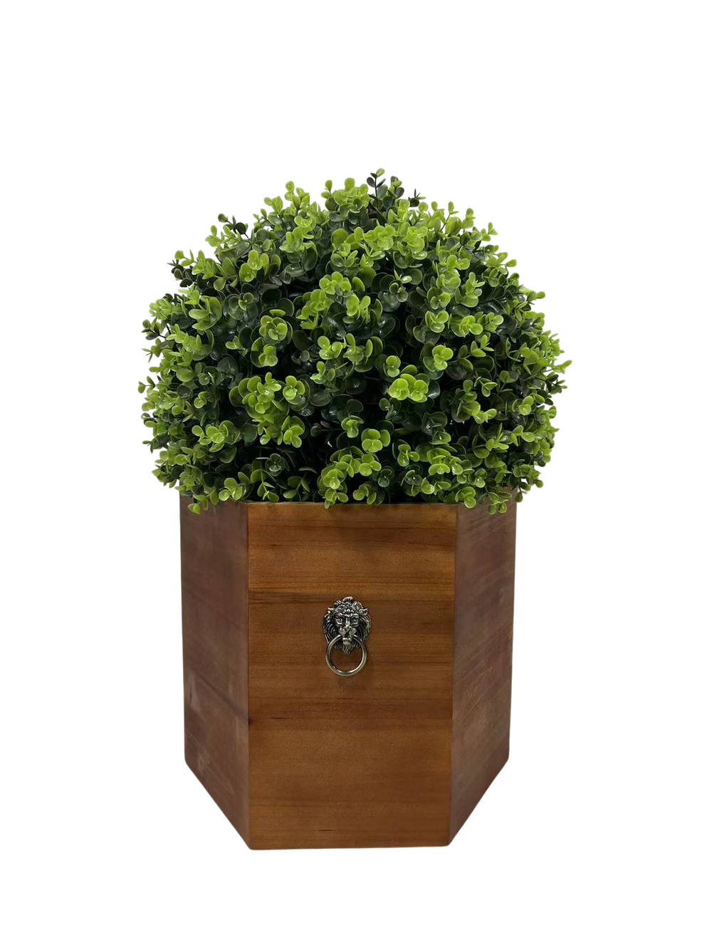 Charming Faux Topiary in Rustic Redwood Pot