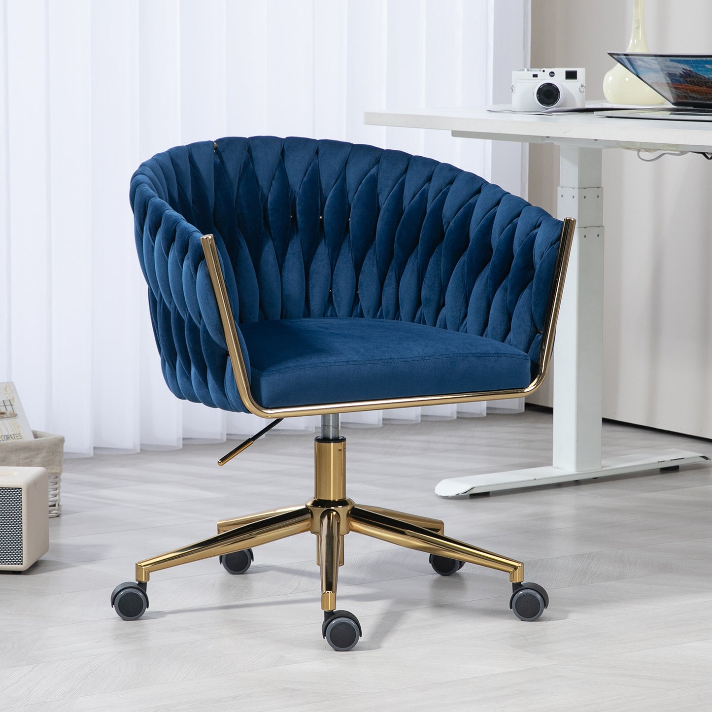 Woven Blue Swivel Office & Vanity Chair