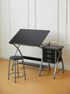 Sleek Drawing Desk with Stool