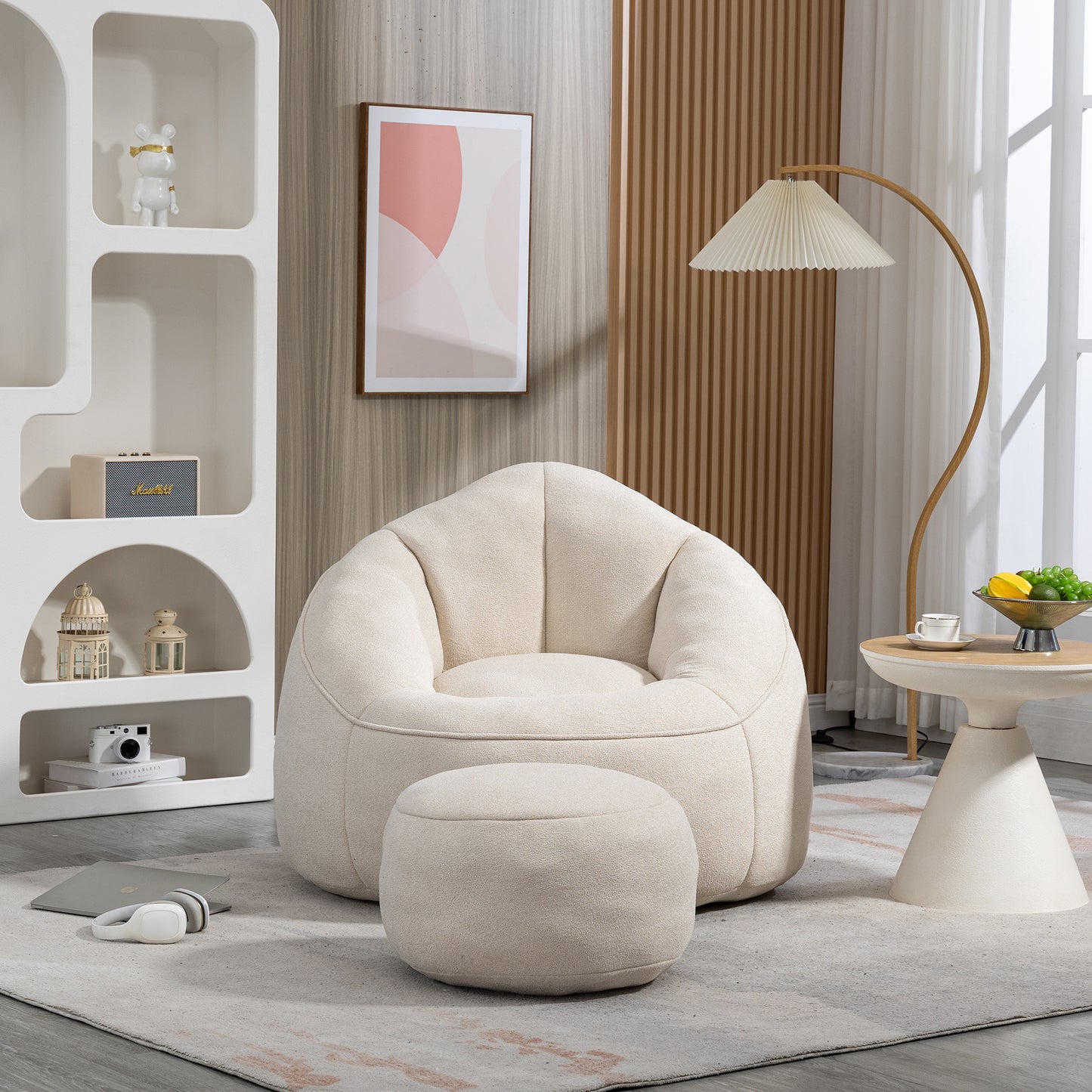 Cozy Foam Bean Bag Sofa with Footrest