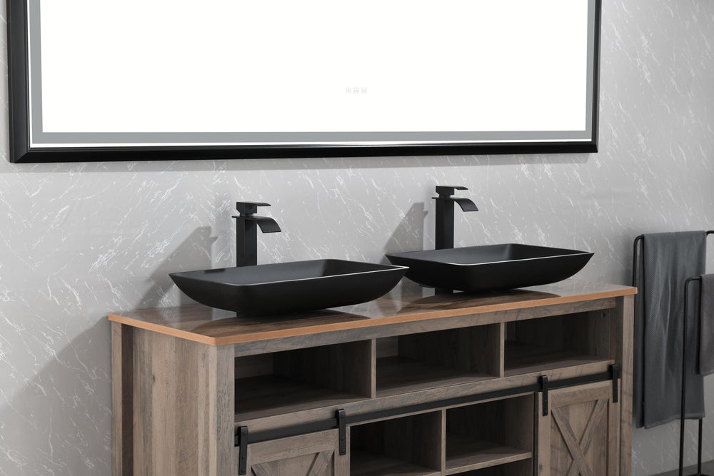 Sleek Black Vessel Sink Set