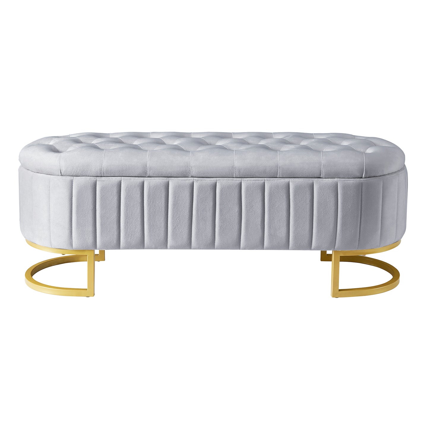 Chic Velvet Storage Ottoman with Metal Legs