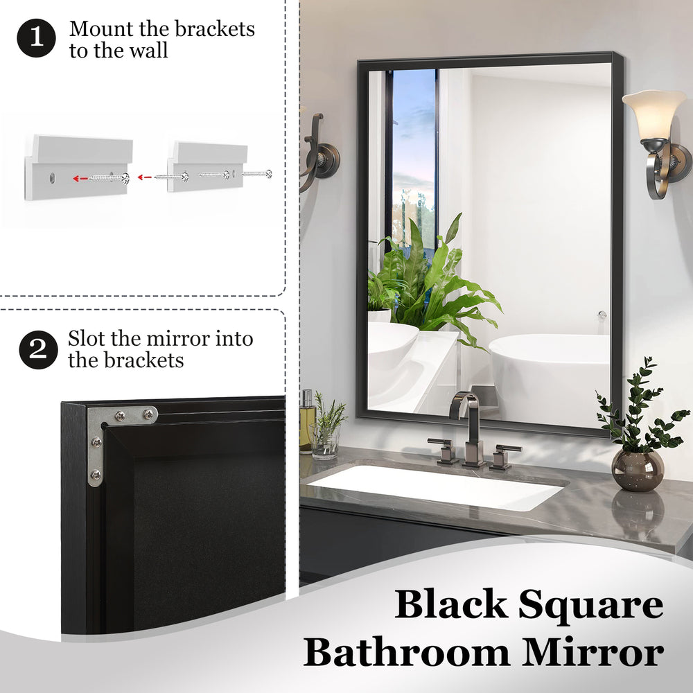 Chic Black Wall-Mount Bathroom Mirror