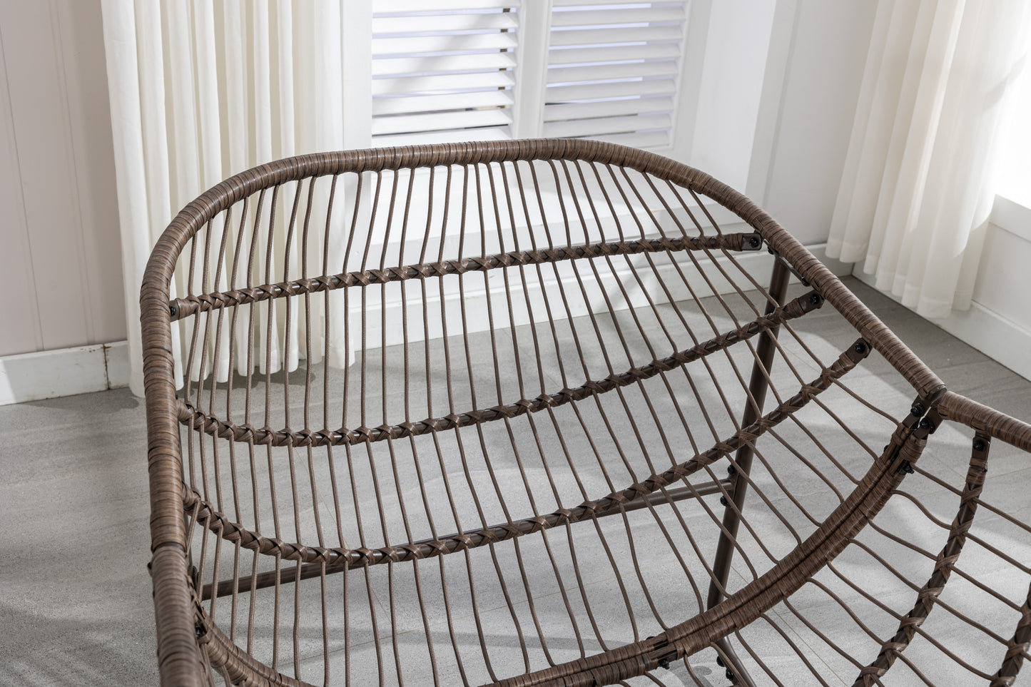 Cozy Navy Rattan Rocker Chair