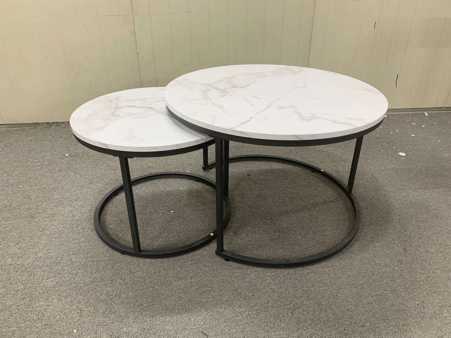 Chic Nesting Coffee Tables with Marble-Look Surface