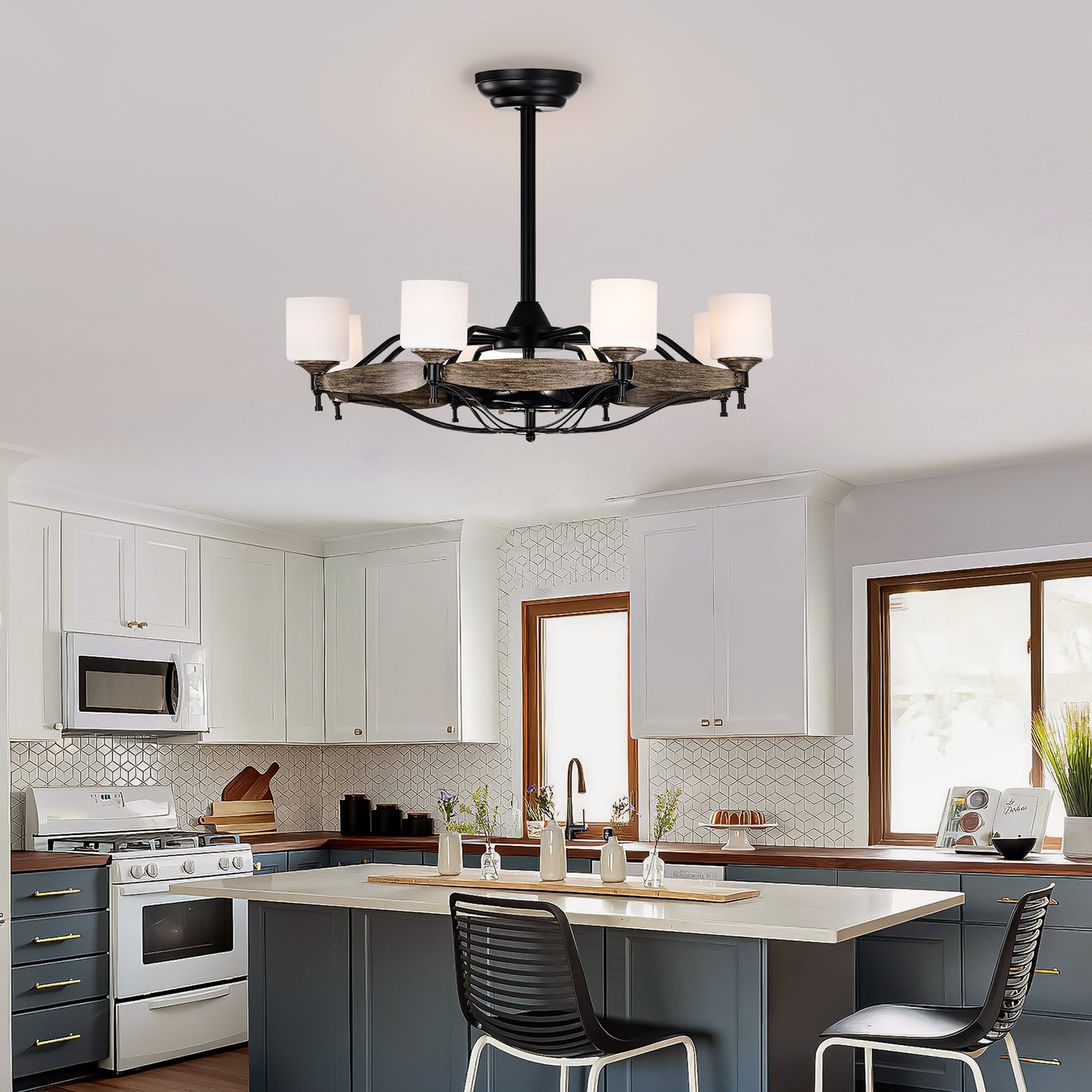 Farmhouse Elegance Ceiling Fan Chandelier