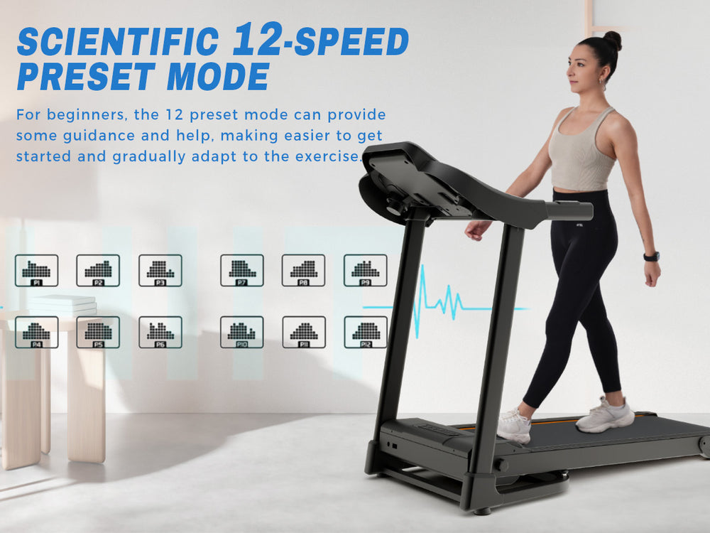 Foldable Fitness Treadmill with Speakers & Adjustable Incline