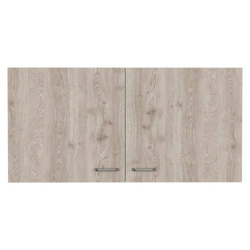 Sleek Two-Door Wall Cabinet in White & Light Gray